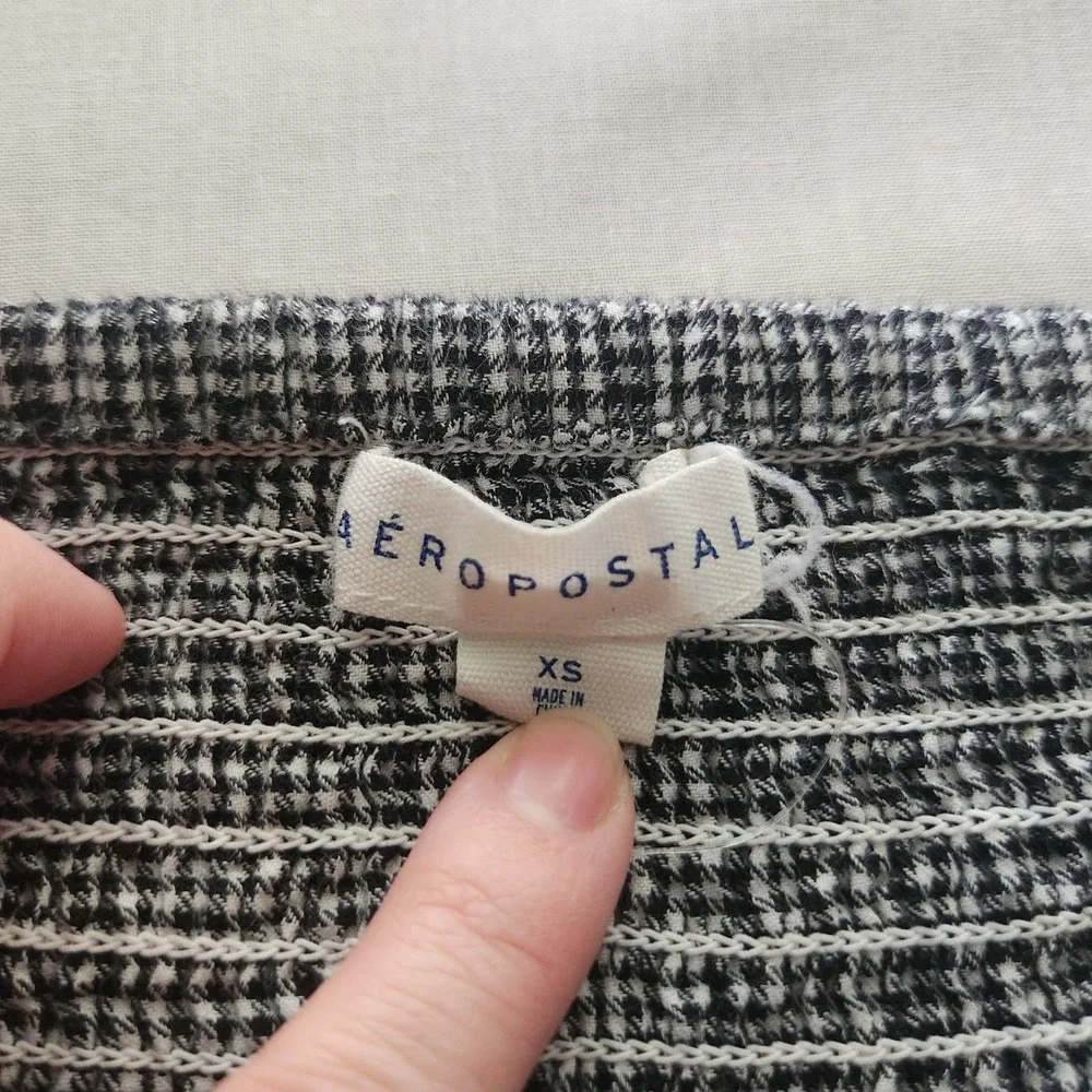 Aeropostale Womens XS Jumpsuit Gingham Black White Lace Up Corset Wide Leg - Picture 3 of 6